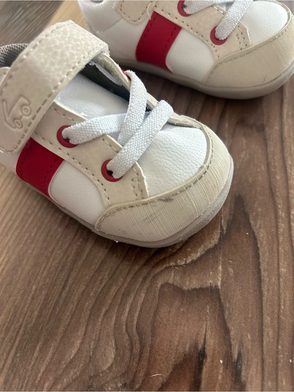 See Kai Run White and Red Baby First Walker Sneakers Shoes